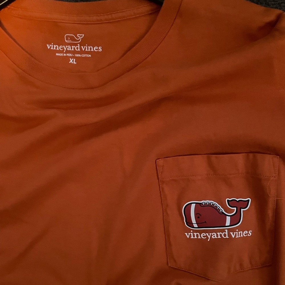 Vineyard Vines Long Sleeve Shirt Soft Football Orange